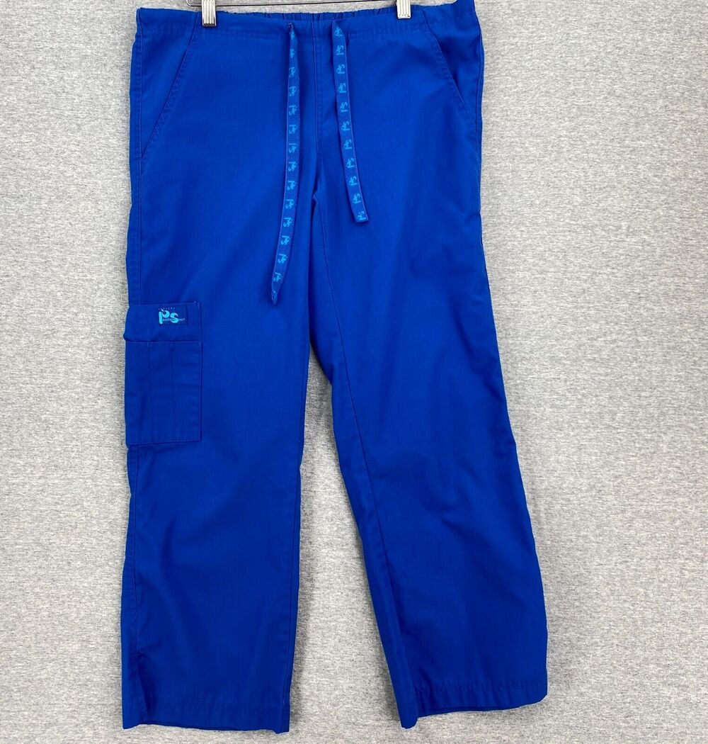 Peaches Sport Scrub Pants Womens Blue Small Bottoms Nurse Medical Uniform Vet